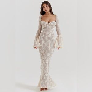House of CB Cream Lace Maxi Dress